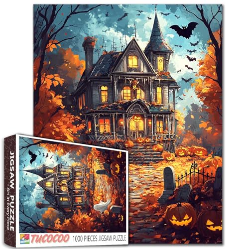 1000 Teile Puzzles für Erwachsene Halloween Gruselschloss Puzzle 1000 Teile Puzzles für Spieleabend Kürbisse Fledermäuse Hexe Halloween Wanddekoration DIY Handwerk 27 x 20 Zoll Gothic Puzzle 1000 Teile Puzzles für Erwachsene Halloween Gruselschloss Puzzle 1000 Teile Puzzles für Spieleabend Kürbisse Fledermäuse Hexe Halloween Wanddekoration DIY Handwerk 27 x 20 Zoll Gothic Puzzle von Tucocoo