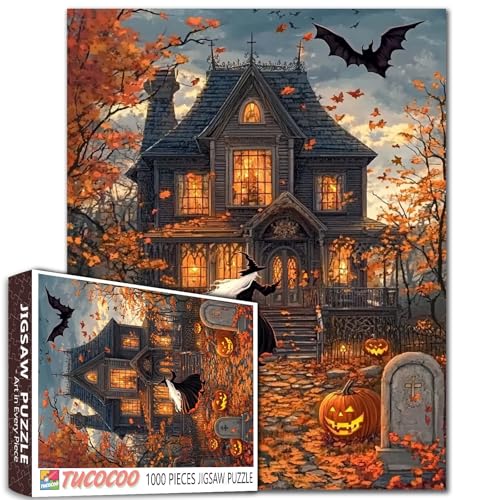 1000 Teile Puzzles für Erwachsene Halloween Gruselschloss Puzzle 1000 Teile Puzzles für Spieleabend Kürbisse Fledermäuse Hexe Halloween Wanddekoration DIY Handwerk 27 x 20 Zoll Gothic Puzzle 1000 Teile Puzzles für Erwachsene Halloween Gruselschloss Puzzle 1000 Teile Puzzles für Spieleabend Kürbisse Fledermäuse Hexe Halloween Wanddekoration DIY Handwerk 27 x 20 Zoll Gothic Puzzle von Tucocoo