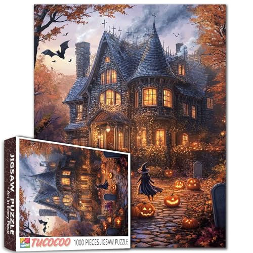1000 Teile Puzzles für Erwachsene Halloween Gruselschloss Puzzle 1000 Teile Puzzles für Spieleabend Kürbisse Fledermäuse Hexe Halloween Wanddekoration DIY Handwerk 27 x 20 Zoll Gothic Puzzle 1000 Teile Puzzles für Erwachsene Halloween Gruselschloss Puzzle 1000 Teile Puzzles für Spieleabend Kürbisse Fledermäuse Hexe Halloween Wanddekoration DIY Handwerk 27 x 20 Zoll Gothic Puzzle von Tucocoo