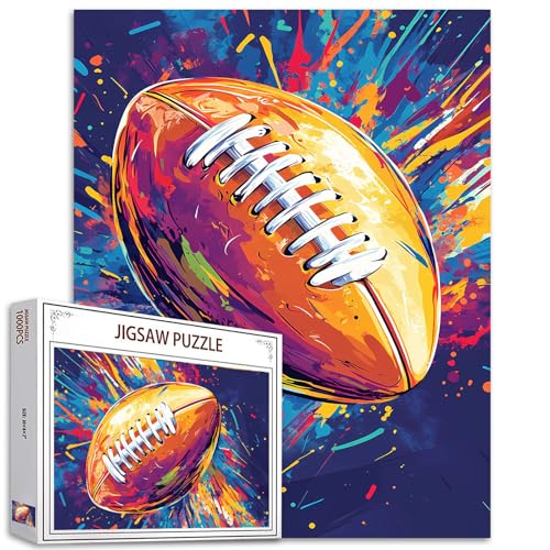 American Football 1000 Teile Puzzles für Erwachsene und Kinder Rugby Graffiti Puzzles Doodle Art Puzzle Herausfordernde Familienaktivität Spiele Buntes DIY Craft Puzzle Home Decor Geschenke von Tucocoo