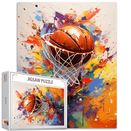 Basketball-Thema 1000 Stück Jigsaw Puzzle für Erwachsene Sport-Puzzle Graffiti-Stil Slam Dunk Junge & Mann herausfordernde Puzzle perfekt für Spiel-Nächte Cool Puzzle für Erwachsene von Tucocoo