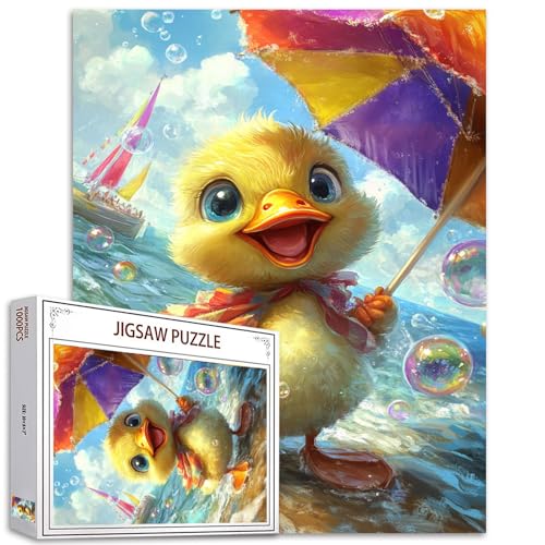 Beach Duck Jigsaw Puzzles für Erwachsene 1000 Stück niedliche Tierbilder Beachside DIY Puzzles für anspruchsvolle Familie Aktivität Spiele Wanddekoration Kunst Handwerk einzigartige Geschenke von Tucocoo