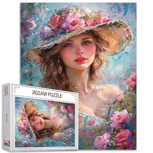 Bohemian Woman 1000 Piece Jigsaw Puzzle Flowers Girl Educational Toys for Adults Geschenke Beauty Fairy 1000 Piece Jigsaw Puzzle for Adults Challenging Puzzle Perfect for Game Nights von Tucocoo