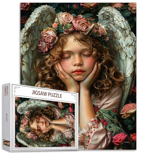 Curly Hair Angel Doll Jigsaw Puzzle Adult 1000 Pieces, Flower Pixie Fairy Elf Jigsaw Puzzle Art 20 X 27 Inch Colorful DIY Jigsaw Puzzle Suitable for Home Decor Gifts, Family Puzzles for Game Nights von Tucocoo