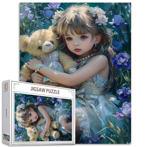 Cute Doll with Flowers Jigsaw Puzzle 1000 Pieces Woman Puzzles for Adults,Beautiful Garden Girls Art Jigsaw Puzzles for Challenging Family Activity Games Colourful Funny Puzzle for Home Decor Gifts von Tucocoo