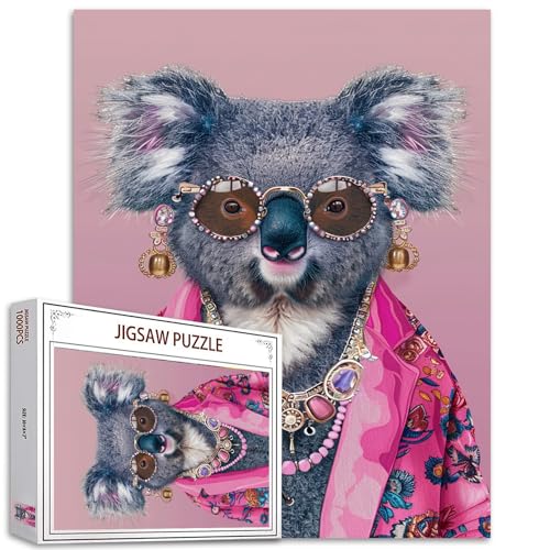 Cute Koala Jigsaw Puzzle Pink Floral Clothes,1000 Teile für Erwachsene,Lustige Tier Illustrationen,Creative Style Puzzles interessante Familienaktivitäten,Bunte DIY Jigsaw Puzzle Geschenke Home Decor von Tucocoo