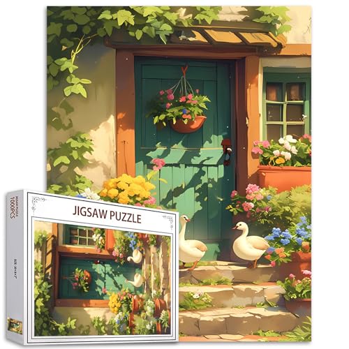 Eave Floral and Duck Jigsaw Puzzles für Erwachsene,1000 Teile Fantasy Puzzle, Country Pastoral Art Puzzle,Buntes DIY Puzzle für Home Decoration,Geschenke,Familienpuzzle, Perfekt für Spieleabende von Tucocoo