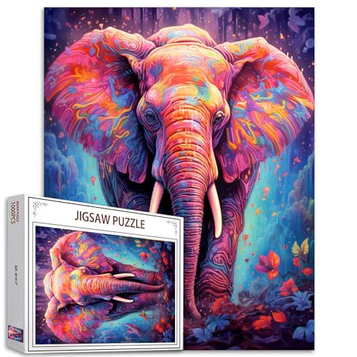 Elefantenpuzzle für Erwachsene 1000 Teile Graffiti-Puzzle Kunst 27 x 20 Zoll Bunte DIY-Puzzles für Heimdekoration Familienpuzzle Perfekt für Spieleabende von Tucocoo