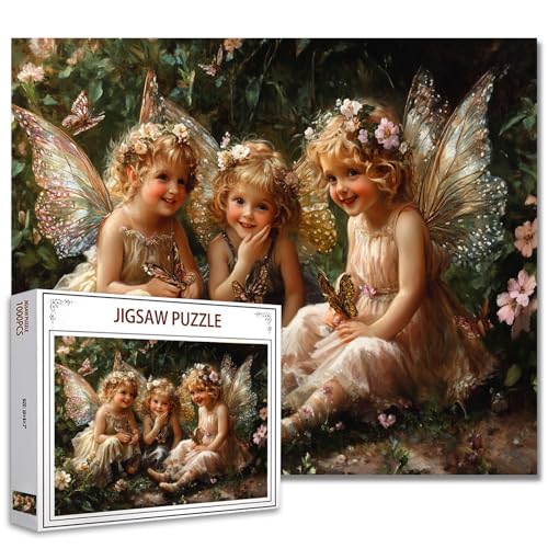 Feen Mädchen mit Flügeln Kunst Jigsaw 1000 Stück Erwachsene Schmetterling Elf Puppe Jigsaw Puzzle für herausfordernde Familie Aktivität Spiele bunte DIY Jigsaw Puzzle geeignet für Home Decor Geschenke von Tucocoo