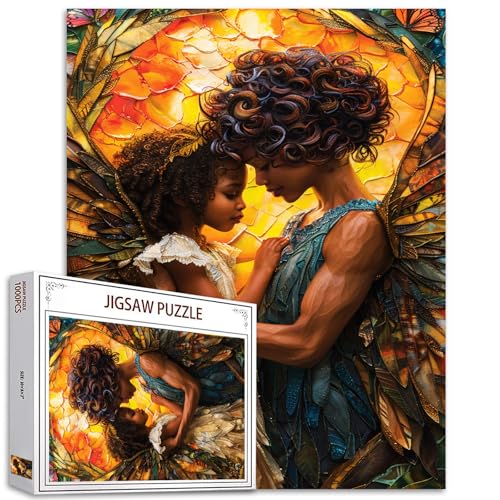 Frau Mutter umarmt Tochter 1000 Stück Erwachsene Jigsaw Puzzle Engel Feder Flügel perfekt für Spaß Puzzle-Liebhaber lebendige Illustrationen Qualität Stücke herausfordernde entspannende große von Tucocoo