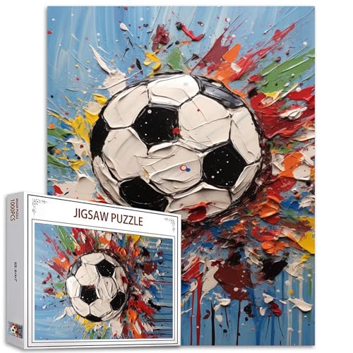 Fußball Sport Puzzle Graffiti Street Art 1000 Teile Puzzle für Erwachsene Sport Puzzle Einzigartiges Geschenk für Junge&Mann Ball Kunst Spielzeug Puzzles Perfekt für Spielabende Home Wall Decor von Tucocoo