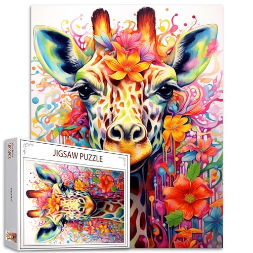 Giraffe Tier Puzzles für Erwachsene 1000 Stück Graffiti Jigsaw Puzzle Kunst 27 x 20 Zoll bunte DIY Puzzles für Home Decoration Familie Puzzle perfekt für Spielabende von Tucocoo