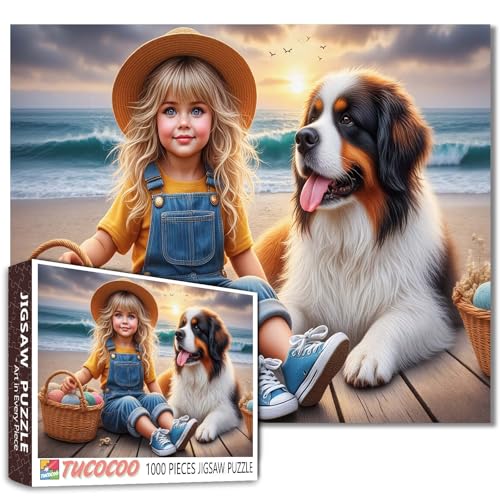 Girl and Dog 1000 Piece Jigsaw Puzzle for Adults, Sunset Beach Ocean Coastal Artwork Puzzles, Family Game Nights Activities, Home Wall Decor DIY Craft Gift and Fun Challenge Puzzle 27x20 Inch Girl and Dog 1000 Piece Jigsaw Puzzle for Adults, Sunset Beach Ocean Coastal Artwork Puzzles, Family Game Nights Activities, Home Wall Decor DIY Craft Gift and Fun Challenge Puzzle 27x20 Inch von Tucocoo