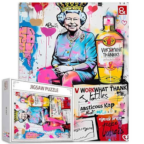 Graffiti Queen England Jigsaw Puzzles Erwachsene Crown Street Style 1000 Stück buntes herausforderndes perfekte Spielnächte DIY Wanddekoration handgefertigte Geschenke Weihnachten Neujahr Geburtstag von Tucocoo