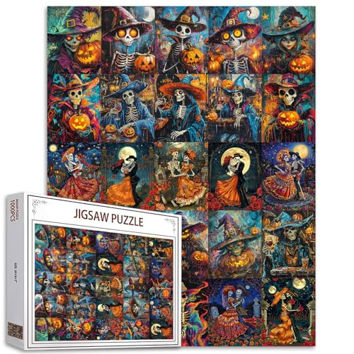 Halloween Puzzles für Erwachsene 1000 Stück Paar Schädel Puzzle Spiel Spaß Kürbis Puzzles Bunte Mondschein Alptraum Puzzle für anspruchsvolle 27 x 20 Zoll perfekt für Spiel Nächte Geschenke Halloween Puzzles für Erwachsene 1000 Stück Paar Schädel Puzzle Spiel Spaß Kürbis Puzzles Bunte Mondschein Alptraum Puzzle für anspruchsvolle 27 x 20 Zoll perfekt für Spiel Nächte Geschenke von Tucocoo