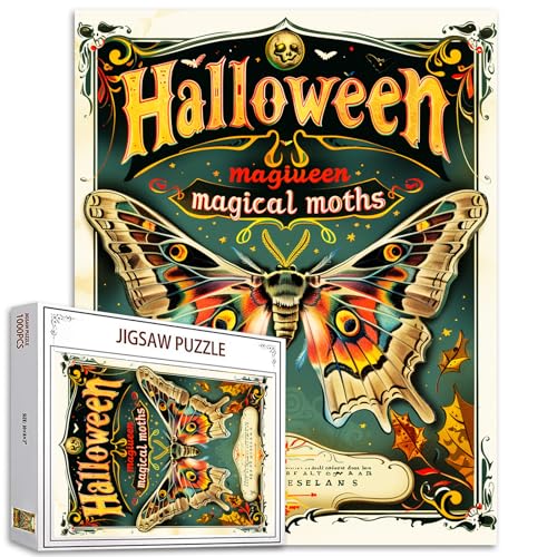 Halloween Schmetterling Puzzles für Erwachsene 1000 Stück Motten Jigsaw Puzzles für Game Nights Einzigartige Kunst Jigsaw Puzzle für anspruchsvolle Familie Aktivität Spiel DIY Craft Puzzle Home Decor von Tucocoo