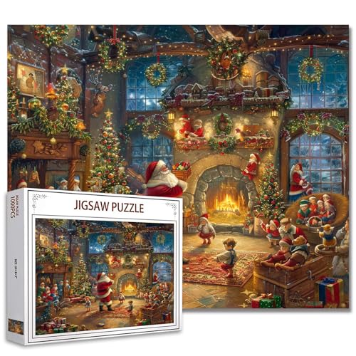 Happy Christmas Scenery Puzzle 1000 Teile für Erwachsene,Christmas Celebration Party Jigsaw Puzzle,Xmas Holiday Puzzle 1000 Teile Jigsaw Puzzle für Erwachsene von Tucocoo