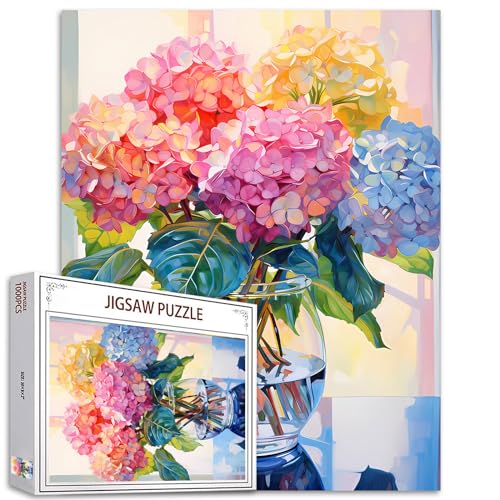 Hortensie in Glasvase Puzzle 1000 Teile Puzzles für Erwachsene, Blüten Blumen Puzzles für anspruchsvolle Familienaktivitätsspiele DIY Puzzle für Zuhause Wanddekoration Geschenke - 20 x 27 Zoll Hortensie in Glasvase Puzzle 1000 Teile Puzzles für Erwachsene, Blüten Blumen Puzzles für anspruchsvolle Familienaktivitätsspiele DIY Puzzle für Zuhause Wanddekoration Geschenke - 20 x 27 Zoll von Tucocoo
