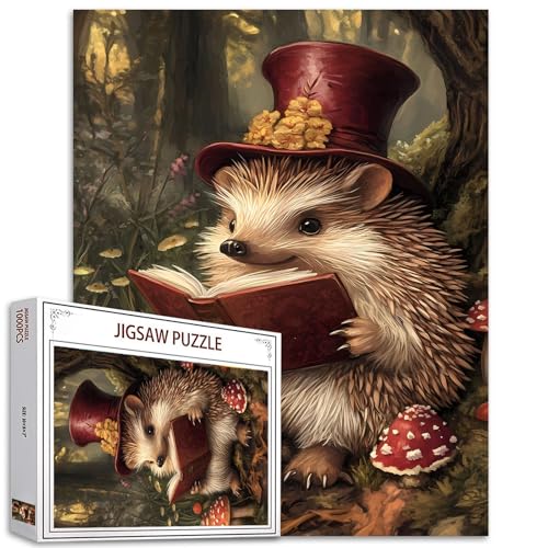 Igel Pilze Jigsaw Puzzle 1000 Teile für Erwachsene Tiere Lesebuch Puzzles für herausfordernde Familie Aktivität Spiele DIY Handarbeit einfach Puzzle Home Wanddekoration einzigartige Geschenke von Tucocoo