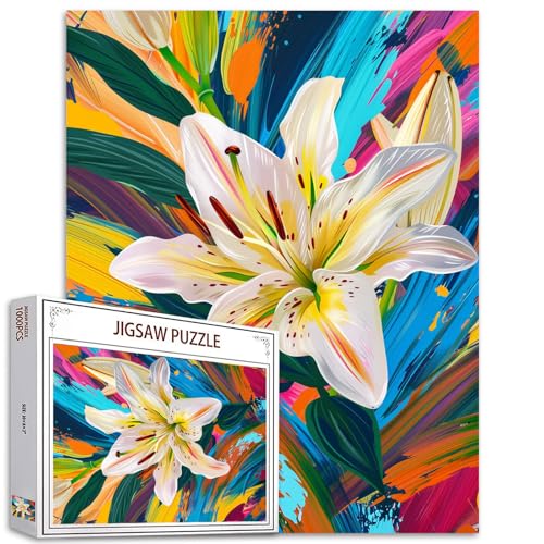 Lily Blume Puzzle 1000 Stücke Puzzles für Erwachsene,Schöne Blumen Puzzles für herausfordernde Familienaktivität Spiele DIY Bunte Stil Puzzle für Home Wall Decor Geschenke von Tucocoo