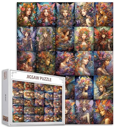 Pretty Fairy Jigsaw Puzzles 1000 Stück für Erwachsene Kid Angel Girl Puzzle Herausfordernde Puzzle perfekt für Game Nights 27 „x 20“ Zoll DIY Home Wall Decor Art Puzzles Verschiedene Engel Mädchen von Tucocoo