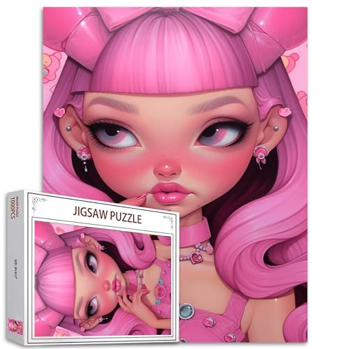 Rosa Mädchen Jigsaw Puzzle 1000 Stück Puppe Jigsaw Puzzles für Erwachsene Herausfordernde Familie Aktivität Spiele DIY Puzzle für Home Wall Decor Geschenk für Freunde und Familie von Tucocoo