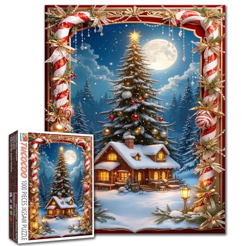 Snowy Cabin Christmas Tree Full Moon Winter Scene 1000 Piece Jigsaw Puzzle for Adults Students Holiday Lantern Candy Night Sky Forest Snow House Puzzle Game 20×27 Inches Home Relaxation Fun Gift Idea Snowy Cabin Christmas Tree Full Moon Winter Scene 1000 Piece Jigsaw Puzzle for Adults Students Holiday Lantern Candy Night Sky Forest Snow House Puzzle Game 20×27 Inches Home Relaxation Fun Gift Idea von Tucocoo