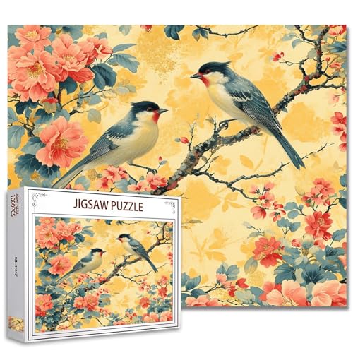 Spatz Blumen Jigsaw Puzzles für Erwachsene 1000 Stück Vogel Tier Pflanze Jigsaw Puzzle Kunst 27 x 20 Zoll Bunte DIY Puzzles für Heimdekoration Familie Puzzle perfekt für Spielabende Spatz Blumen Jigsaw Puzzles für Erwachsene 1000 Stück Vogel Tier Pflanze Jigsaw Puzzle Kunst 27 x 20 Zoll Bunte DIY Puzzles für Heimdekoration Familie Puzzle perfekt für Spielabende von Tucocoo