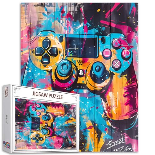 Spielkonsole Graffiti Puzzles Erwachsene Cartoon Videospiel Puzzle 1000 Stück buntes herausforderndes Puzzle perfektes Spiel Nächte DIY Wall Decor handgemachte Geschenke Weihnachten Neujahr Geburtstag von Tucocoo