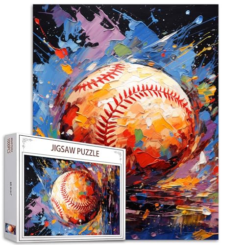 Sport Baseball Puzzle Graffiti Street Art 1000 Teile Puzzle für Erwachsene Sport Puzzle Einzigartiges Geschenk für Junge&Mann Ball Kunst Spielzeug Puzzles Perfekt für Spielabende Heim Wanddekoration von Tucocoo