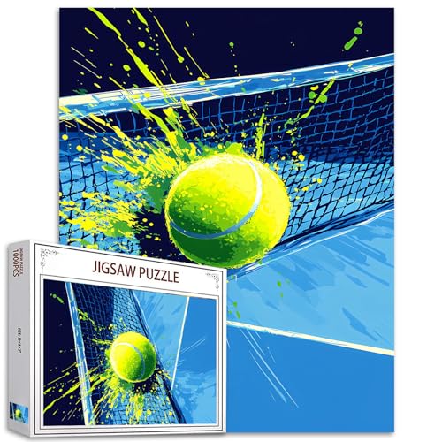 Tennis 1000 Stück Puzzles für Erwachsene und Kinder Tennis Ball Doodle Puzzles Graffiti Art Puzzle herausfordernde Familie Aktivität Spiele Bunte DIY Craft Puzzle für Home Decor Geschenke von Tucocoo