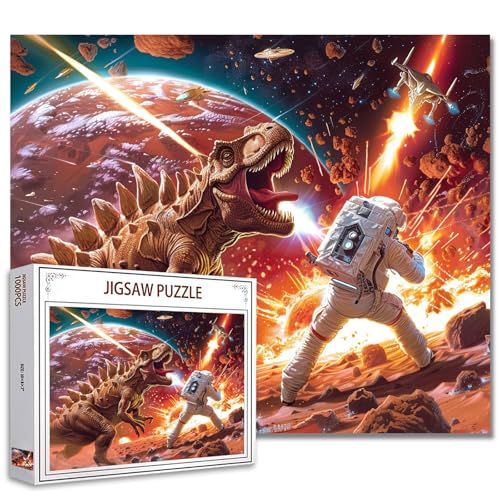 Tierpuzzle 1000 Teile für Erwachsene, Familien(Dinosaurier,Astronaut,Universum,Kampfszene Teile passen perfekt zusammen 19.7''x27.6''inch Performance Frameable Magical Landscape Puzzle Art von Tucocoo