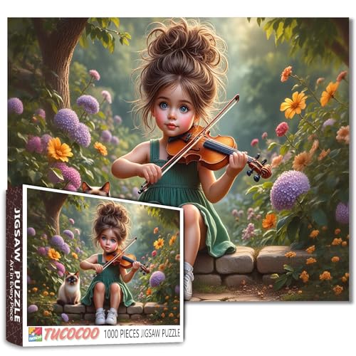 Tucocoo 1000 Teile Puzzle für Erwachsene, Mädchen Spielen Violine im Garten mit Katze - Herausforderndes und entspannendes Puzzle, ästhetisches Kunstpuzzle für Familie, pädagogisches Spielzeug für Tucocoo 1000 Teile Puzzle für Erwachsene, Mädchen Spielen Violine im Garten mit Katze - Herausforderndes und entspannendes Puzzle, ästhetisches Kunstpuzzle für Familie, pädagogisches Spielzeug für von Tucocoo