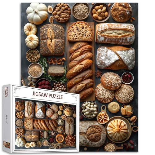 Tucocoo 1000 Teile Puzzle für Erwachsene, Roggenbrot, Malpuzzle, Muffin, Backwaren, Kunst, 70 x 50 cm, 1000 Teile Puzzles für anspruchsvolle Familienaktivitäten, buntes DIY-Essenspuzzle von Tucocoo