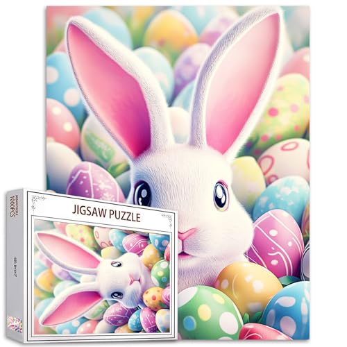 Tucocoo 1000 Teile Puzzle für Erwachsene, niedliches Hasenei-Puzzle, Oster-Thema, Kunst, 1000 Teile, Puzzles für anspruchsvolle Familienaktivitäten, Lernspiel, buntes Bastelpuzzle, Wanddekoration, von Tucocoo