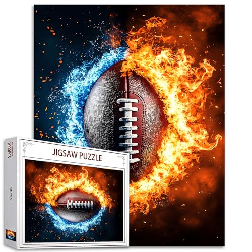 Tucocoo 1000 Teile Puzzle für Erwachsene American Football Jigsaw Puzzle Fantasy Fire Art 1000 Teile Puzzle für anspruchsvolle Familienaktivität Lernspiel DIY Handwerk Puzzle Wanddekoration Geschenke von Tucocoo