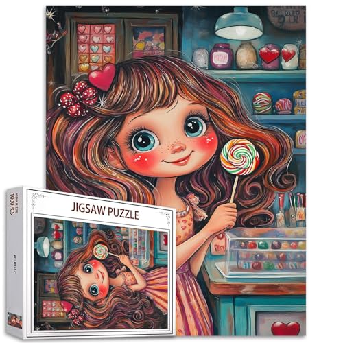 Tucocoo 1000 Teile Puzzle für Erwachsene Kleines Mädchen Essen Lutscher Puzzles für Erwachsene 1000 Teile Puzzles für Erwachsene Candy Store Jigsaw Puzzles 1000 Teile Niedliche Puppe Puzzle Brain von Tucocoo