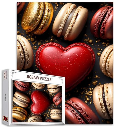 Tucocoo 1000 Teile Puzzle für Erwachsene Rot Macaron of Heart Puzzle Liebe Thema Kunst 1000 Teile Puzzles für anspruchsvolle Familienaktivität Lernspiel DIY Handwerk Puzzle Wanddekoration Geschenke von Tucocoo