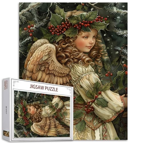 Tucocoo 1000 Teile Puzzle für Erwachsene Woodland Vintage Engel Puzzle Weihnachten Themed Mädchen Grün und Rote Beeren Kunst Puzzles für anspruchsvolle Familienaktivität Spiel DIY Puzzle Tucocoo 1000 Teile Puzzle für Erwachsene Woodland Vintage Engel Puzzle Weihnachten Themed Mädchen Grün und Rote Beeren Kunst Puzzles für anspruchsvolle Familienaktivität Spiel DIY Puzzle von Tucocoo