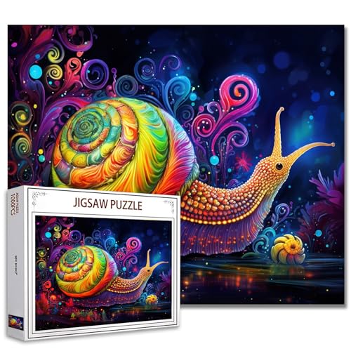 Tucocoo 1000 Teile Puzzles für Erwachsene Gelbe Schnecke Malerei Jigsaw Puzzle Abstrakte Blumenkunst 1000 Teile Puzzles für herausfordernde Familienaktivitätsspiel Niedliches Tier DIY Puzzle von Tucocoo