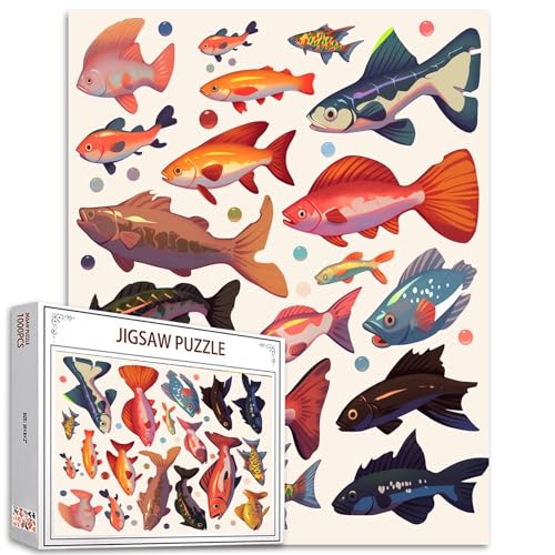 Tucocoo 1000 Teile Puzzles für Erwachsene Meeresleben Fisch Malerei Jigsaw Puzzle Goldfisch 1000 Teile Puzzles für anspruchsvolle Familienaktivität Spiel Sammlung Kunst DIY Puzzle Wanddekoration von Tucocoo