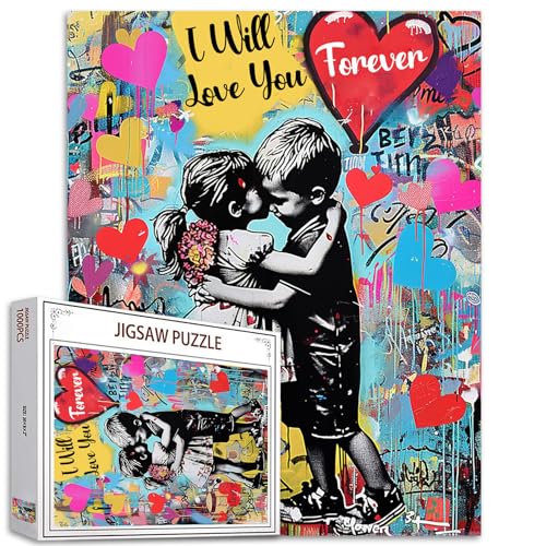 Tucocoo 1000-teiliges Puzzle für Erwachsene, Banksy, kleines Mädchen, Jungen, Malpuzzle, buntes Graffiti, 1000 Teile, Puzzles für anspruchsvolle Familienaktivitäten, Straßenkunst, DIY-Puzzle von Tucocoo