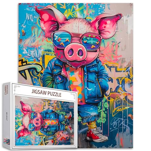 Tucocoo 1000-teiliges Puzzle für Erwachsene, Cooles Schweine-Gemälde, Puzzle, lustiges Tier, 1000 Teile, Puzzles für anspruchsvolle Familienaktivitäten, Bunte Graffiti-Kunst, DIY-Puzzle Tucocoo 1000-teiliges Puzzle für Erwachsene, Cooles Schweine-Gemälde, Puzzle, lustiges Tier, 1000 Teile, Puzzles für anspruchsvolle Familienaktivitäten, Bunte Graffiti-Kunst, DIY-Puzzle von Tucocoo