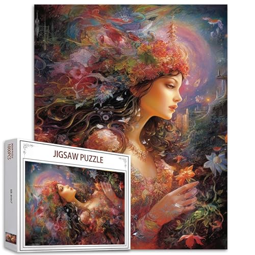 Tucocoo 1000-teiliges Puzzle für Erwachsene, Fantasy-Frau, Malpuzzle, schönes Feenmädchen, 1000 Teile, Puzzles für anspruchsvolle Familienaktivitäten, buntes DIY-Puzzle, Wanddekoration, Geschenke von Tucocoo