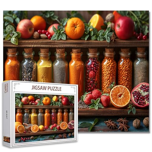 Tucocoo 1000-teiliges Puzzle für Erwachsene, Gewürz- und Obstmalerei, Puzzle, natürliche Küche, bunte Kunst, 1000 Teile, Puzzles für anspruchsvolle Familienaktivitäten, Spiel, Bastelpuzzle, von Tucocoo