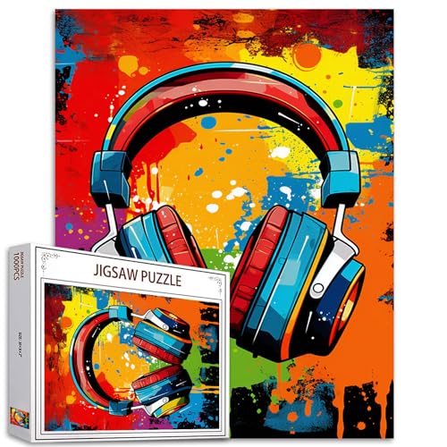Tucocoo 1000-teiliges Puzzle für Erwachsene, Graffiti-Kopfhörer, Malpuzzle, Musik, Banksy-Kunst, 1000 Teile, Puzzles für anspruchsvolle Familienaktivitäten, buntes DIY-Puzzle, Wanddekoration, von Tucocoo