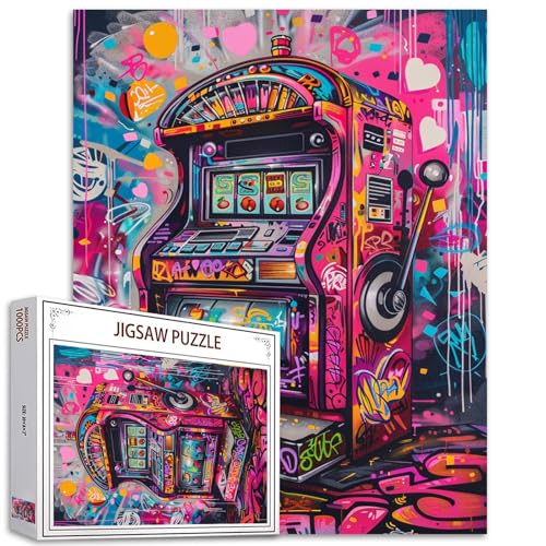 Tucocoo 1000-teiliges Puzzle für Erwachsene, Graffiti-Spiel, Spielautomat, Malpuzzle, Retro-Street-Kunst, 1000 Teile, Puzzles für anspruchsvolle Familienaktivitäten, buntes DIY-Puzzle, Wanddekoration von Tucocoo