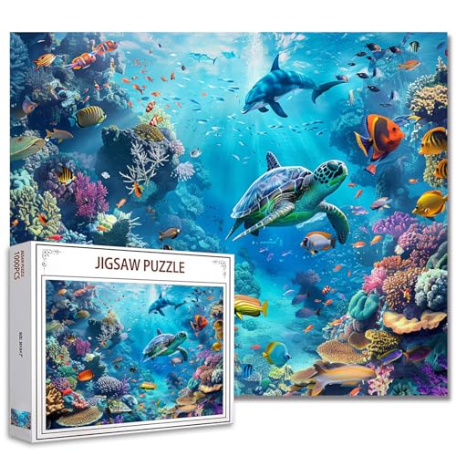 Tucocoo 1000-teiliges Puzzle für Erwachsene, Ozeanriff-Szene, Puzzle mit tropischen Fischen und Meeresschildkröten, 1000 Teile Puzzles für anspruchsvolle Familienaktivitäten, buntes DIY-Puzzle, von Tucocoo