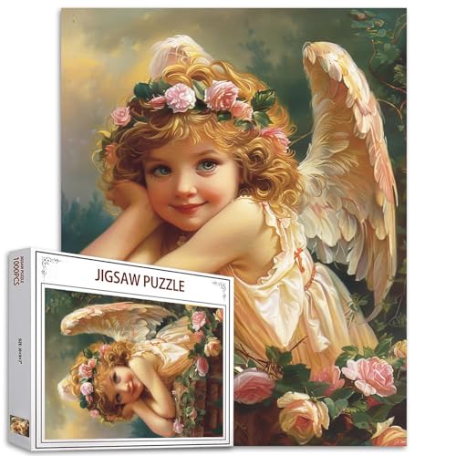 Tucocoo 1000-teiliges Puzzle für Erwachsene, schönes Gartenengel-Malpuzzle für kleine Mädchen, Blumen, Kunstpuzzles für anspruchsvolle Familienaktivitäten, buntes Bastelpuzzle, Wanddekoration, von Tucocoo