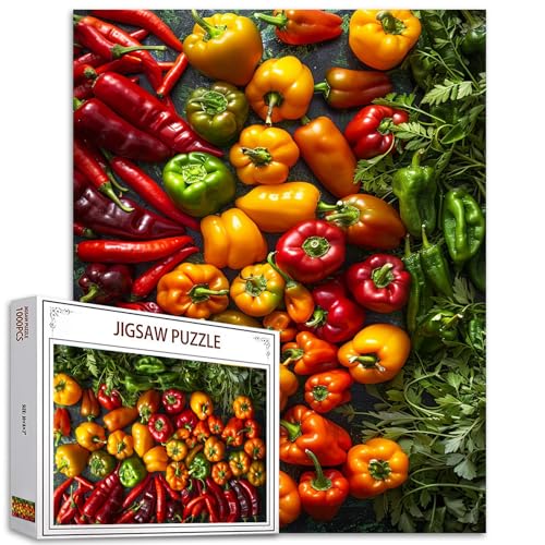 Tucocoo 1000-teiliges Puzzle für Erwachsene, verschiedene peruanische Paprika, Malpuzzle, bunte Kunst, 1000 Teile, Puzzles für anspruchsvolle Familienaktivitäten, Spiel, Bastelpuzzle, Wanddekoration, von Tucocoo